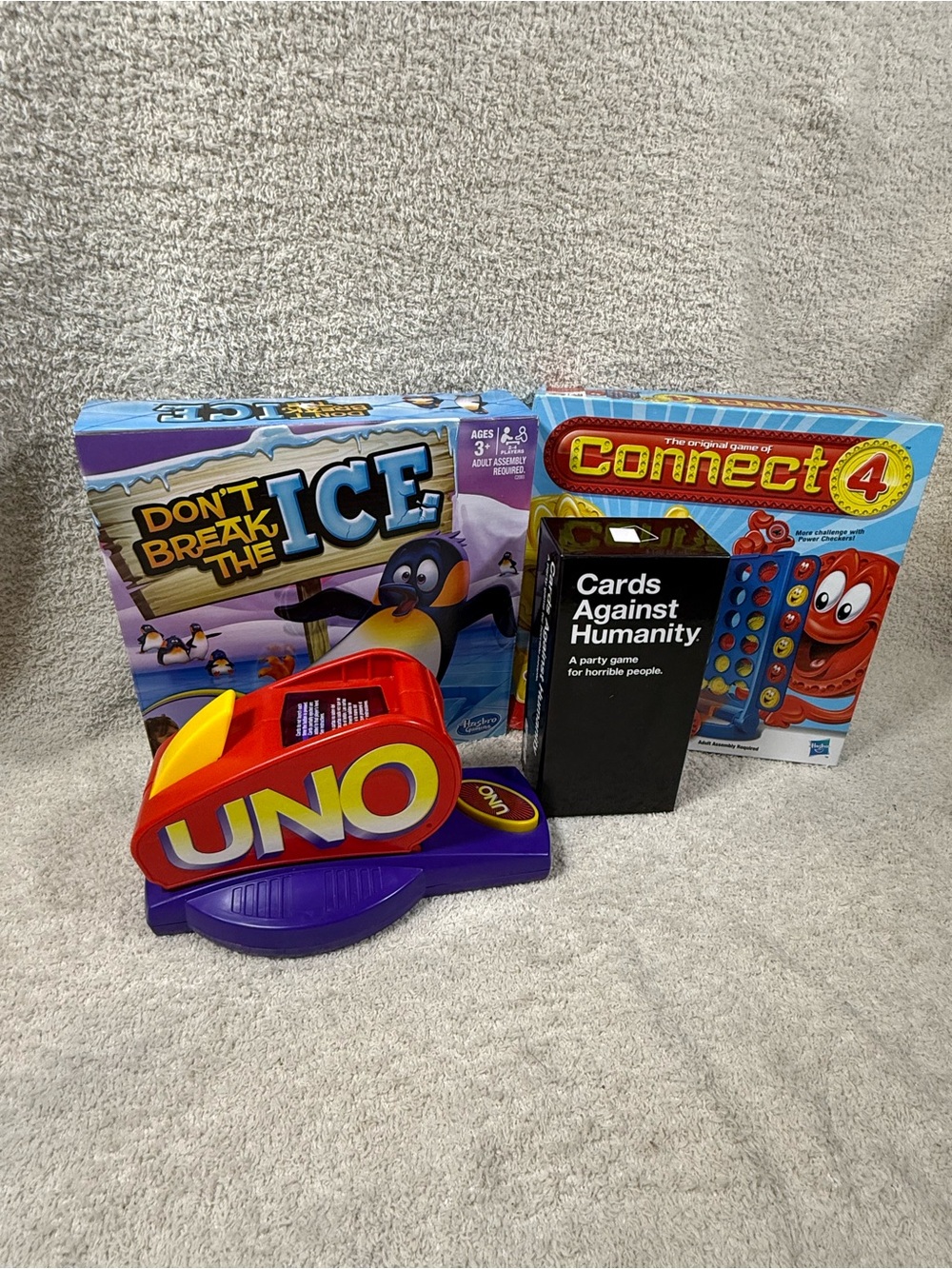 Family & Party Game Bundle – Connect 4, UNO Attack, Don’t Break the Ice & Cards